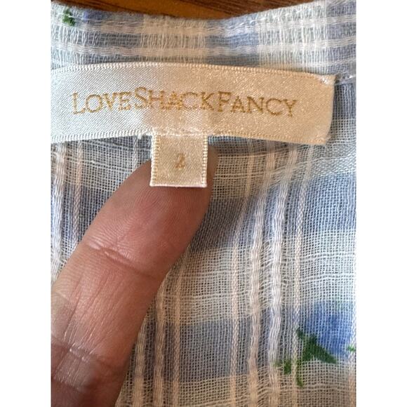 LOVESHACKFANCY Ollie Tiered Floral Checkered Cotton boho Midi Dress size 2 - Picture 10 of 14